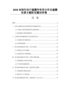 2026金融科技行業競爭格局分析及業務拓展與創新投資指南書
