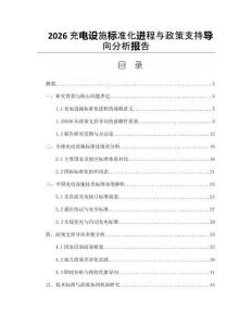 2026充電設施標準化進程與政策支持導向分析報告