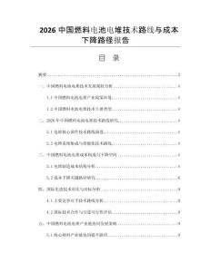2026中国燃料电池电堆技术路线与成本下降路径报告