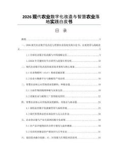 2026現代農業數字化改造與智慧農業落地實踐白皮書