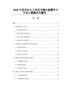 2026中国液体化工物流市场企业竞争力与核心优势研究报告