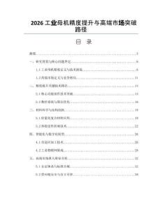 2026工業(yè)母機(jī)精度提升與高端市場(chǎng)突破路徑