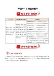 专题04 牛顿运动定律（10年汇编）（全国通用）（原卷版）