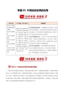 专题05 牛顿运动定律的应用（10年汇编）（全国通用）（原卷版）