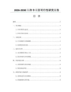 2026-2030闪存卡项目可行性研究报告