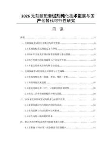2026光刻胶配套试剂纯化技术进展与国产化替代可行性研究