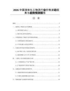 2026中国液体化工物流行业价格波动因素与趋势预测报告