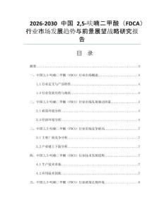 2026-2030中国25-呋喃二甲酸（FDCA）行业市场发展趋势与前景展望战略研究报告