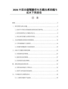 2026中国自动驾驶感知系统技术路线与成本下降路径