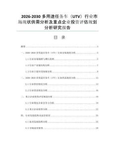 2026-2030多用途任务车（UTV）行业市场现状供需分析及重点企业投资评估规划分析研究报告