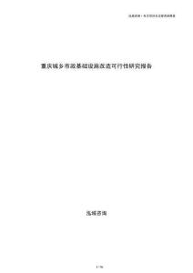 重慶城鄉(xiāng)市政基礎設施改造可行性研究報告