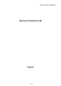 重慶企業中東貿易合作方案