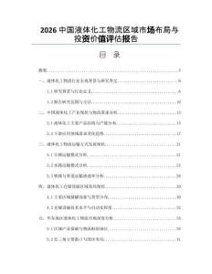 2026中国液体化工物流区域市场布局与投资价值评估报告