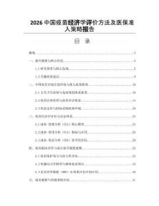 2026中国疫苗经济学评价方法及医保准入策略报告