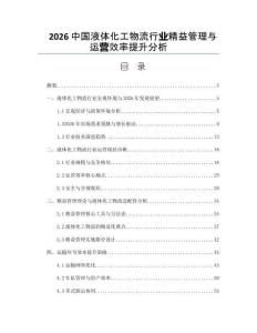 2026中国液体化工物流行业精益管理与运营效率提升分析