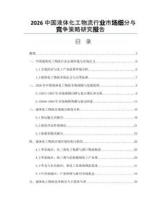2026中国液体化工物流行业市场细分与竞争策略研究报告