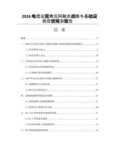 2026电信运营商云网融合战略与基础设施投资规划报告