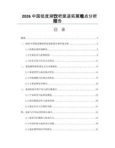 2026中国低度潮饮吧渠道拓展难点分析报告
