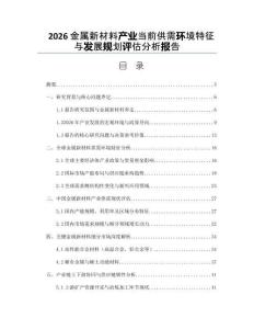 2026金属新材料产业当前供需环境特征与发展规划评估分析报告