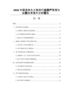 2026中国液体化工物流行业资产管理与运营效率提升分析报告