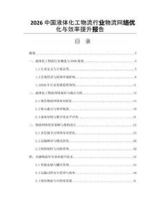 2026中国液体化工物流行业物流网络优化与效率提升报告