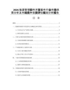 2026能源管理软件开发套件行业市场供需分析及市场竞争投资评估规划分析报告