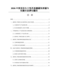2026中国液体化工物流基础设施建设与投资效益评估报告