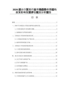 2026进出口贸易行业市场趋势供需结构政策影响投资评估规划分析报告