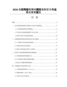 2026自动驾驶高精地图标准制定与商业模式探索报告