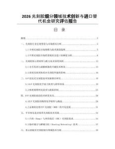2026光刻胶细分领域技术创新与进口替代机会研究评估报告