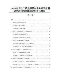 2026能源化工产业环节供需分析及投资评估应用前景规划分析研究报告