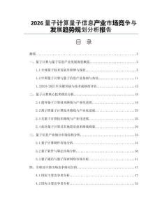 2026量子计算量子信息产业市场竞争与发展趋势规划分析报告