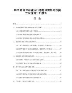 2026能源保存业运行态势供需格局投资方向规划分析报告