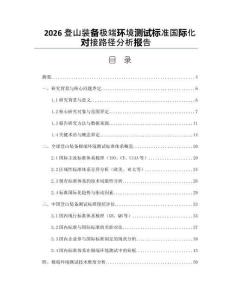 2026登山装备极端环境测试标准国际化对接路径分析报告