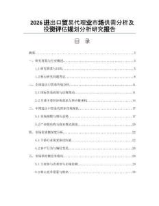 2026进出口贸易代理业市场供需分析及投资评估规划分析研究报告