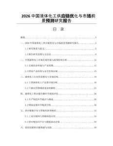 2026中国液体化工供应链优化与市场前景预测研究报告