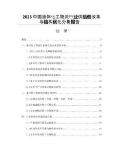 2026中国液体化工物流行业供给侧改革与结构优化分析报告