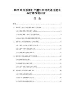 2026中国液体化工进出口物流通道优化与成本控制研究
