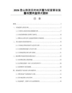 2026登山旅游目的地开发与配套攀岩装备租赁商业模式创新