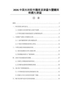 2026中国光刻胶市场渠道建设与营销策略优化建议