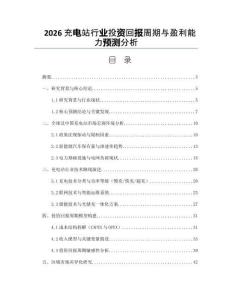 2026充电站行业投资回报周期与盈利能力预测分析