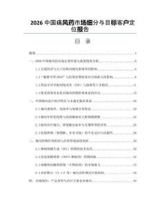 2026中國痛風(fēng)藥市場細(xì)分與目標(biāo)客戶定位報(bào)告