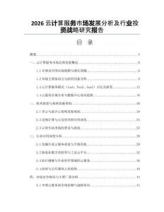 2026云计算服务市场发展分析及行业投资战略研究报告