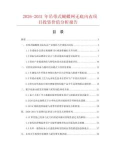 2026-2031年吊带式蝴蝶网无底內衣项目投资价值分析报告