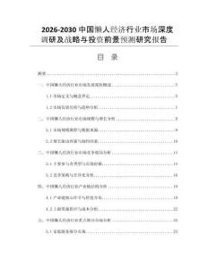 2026-2030中国懒人经济行业市场深度调研及战略与投资前景预测研究报告