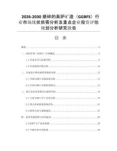 2026-2030磨碎的高炉矿渣（GGBFS）行业市场现状供需分析及重点企业投资评估规划分析研究报告
