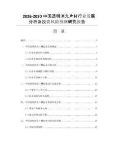 2026-2030中国透明消光片材行业发展分析及投资风险预测研究报告