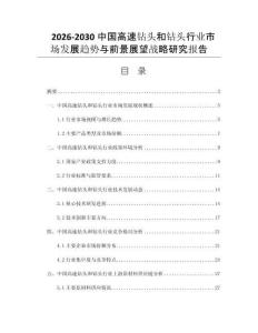 2026-2030中国高速钻头和钻头行业市场发展趋势与前景展望战略研究报告