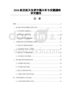 2026航空航天技术市场分析与投资战略研究报告
