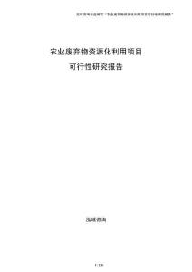 农业废弃物资源化利用项目可行性研究报告（范文模板）